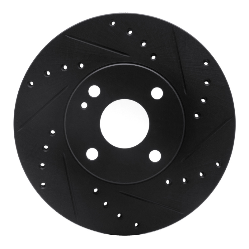 Mazda Miata Brake Rotor (1) - Front Right - R1 Concepts - Drilled & Slotted - Black - `94-`02